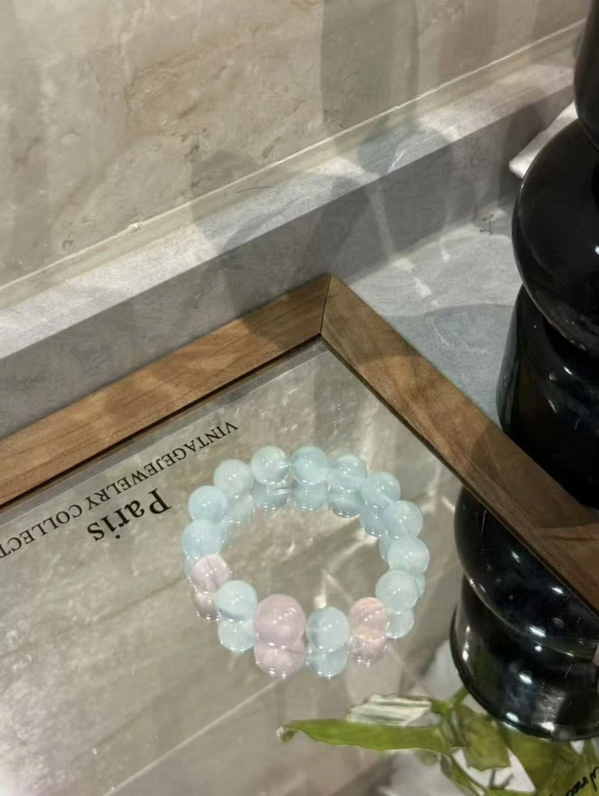 🌸 Vòng tay đá Aquamarine phối Thạch Anh Hồng – Pastel Sweet 2