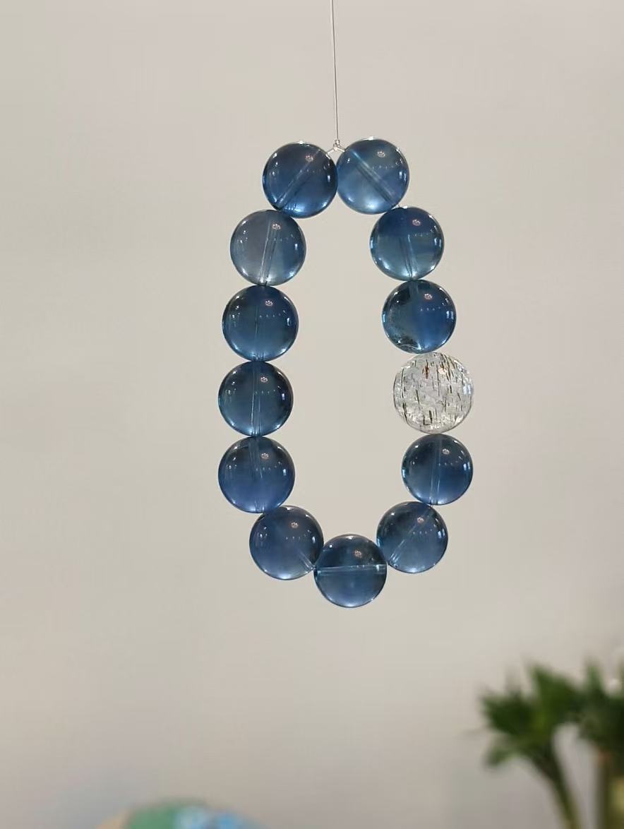 💙 Vòng Tay Thạch Anh Xanh Biển Kyanite Phối Thạch Anh Tóc Tự Nhiên 3