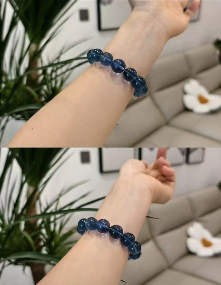 💙 Vòng Tay Thạch Anh Xanh Biển Kyanite Phối Thạch Anh Tóc Tự Nhiên 4