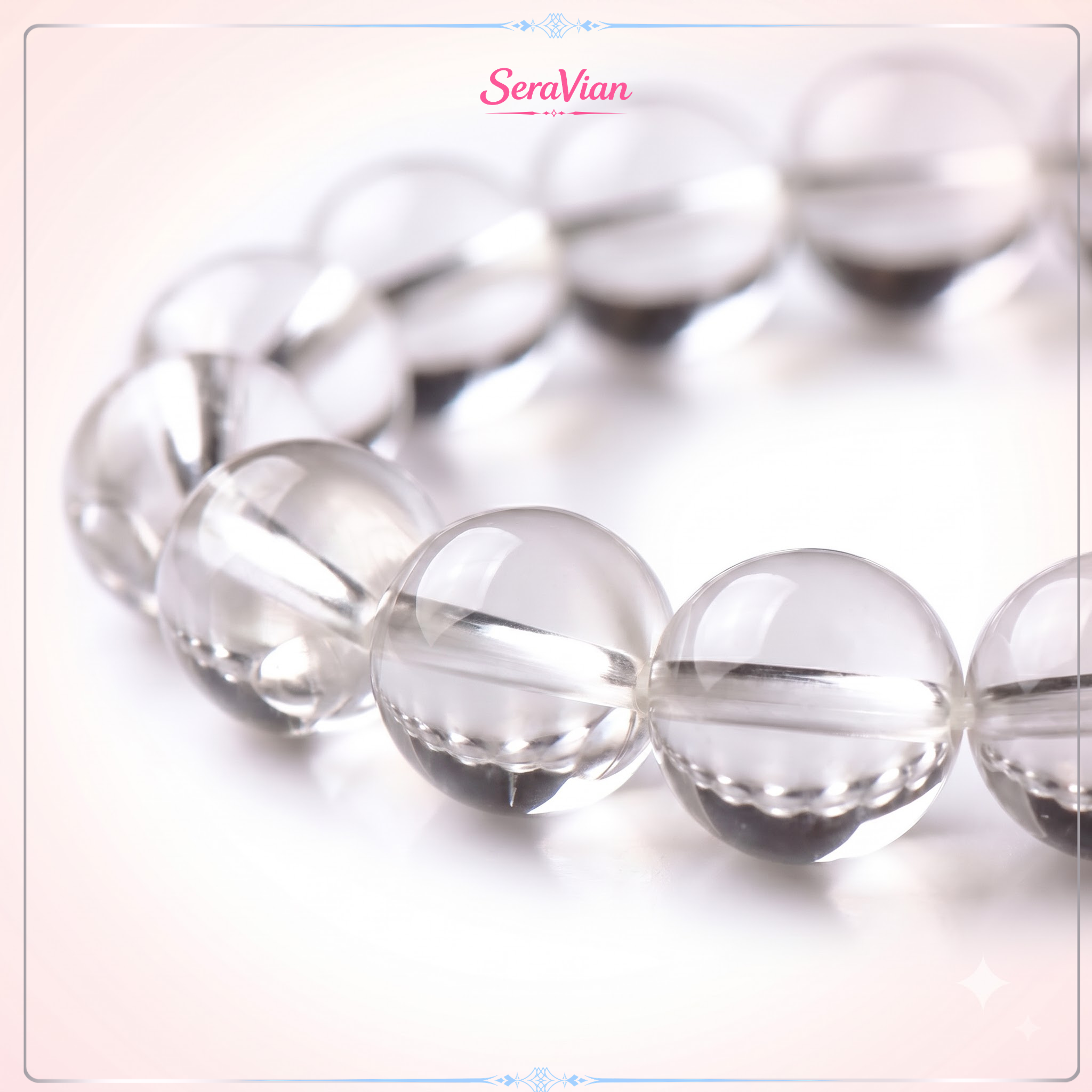 Vòng Tay Đá Thạch Anh Trắng Tự Nhiên Clear Quartz Hạt Tròn Vòng Đá Phong Thủy 4