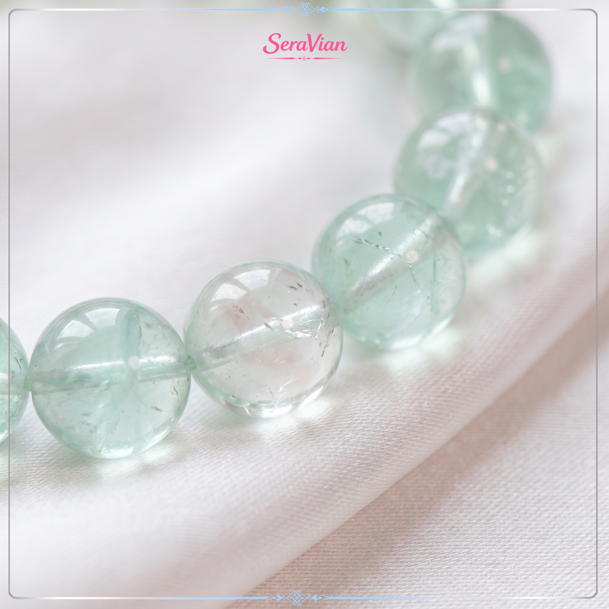 Vòng Tay Đá Fluorite Xanh Tự Nhiên – Đá Fluorit Xanh Trong Suốt, Hạt Tròn Đeo Tay Nữ 3