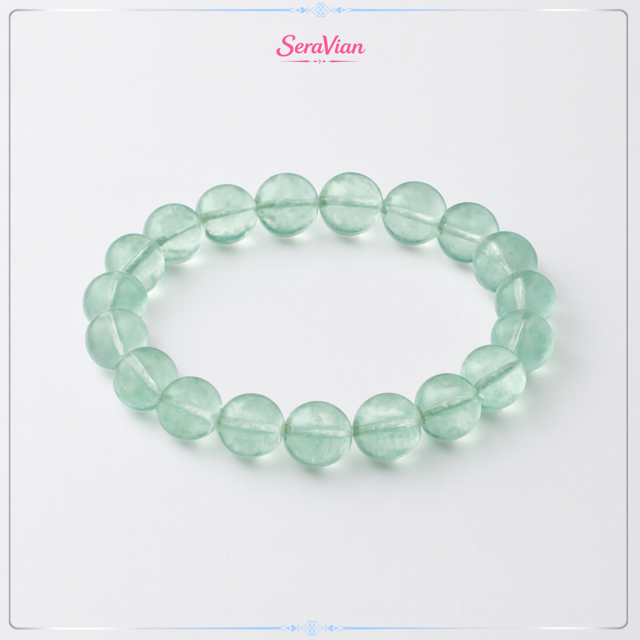Vòng Tay Đá Fluorite Xanh Tự Nhiên – Đá Fluorit Xanh Trong Suốt, Hạt Tròn Đeo Tay Nữ