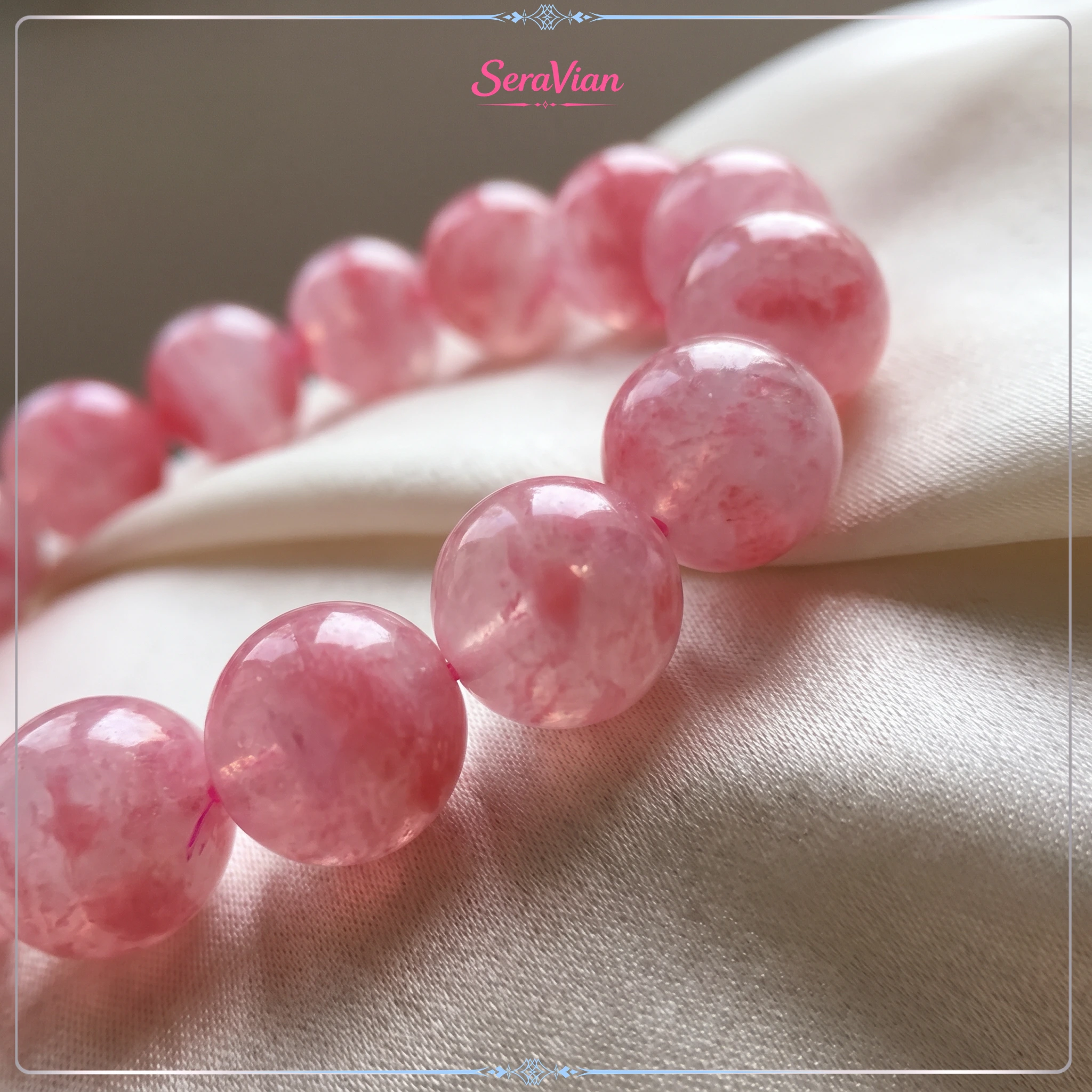 Vòng Đá Rhodonite Hồng Hoa Anh Đào Tự Nhiên – Vòng Tay Đá Năng Lượng Nữ Tính 5