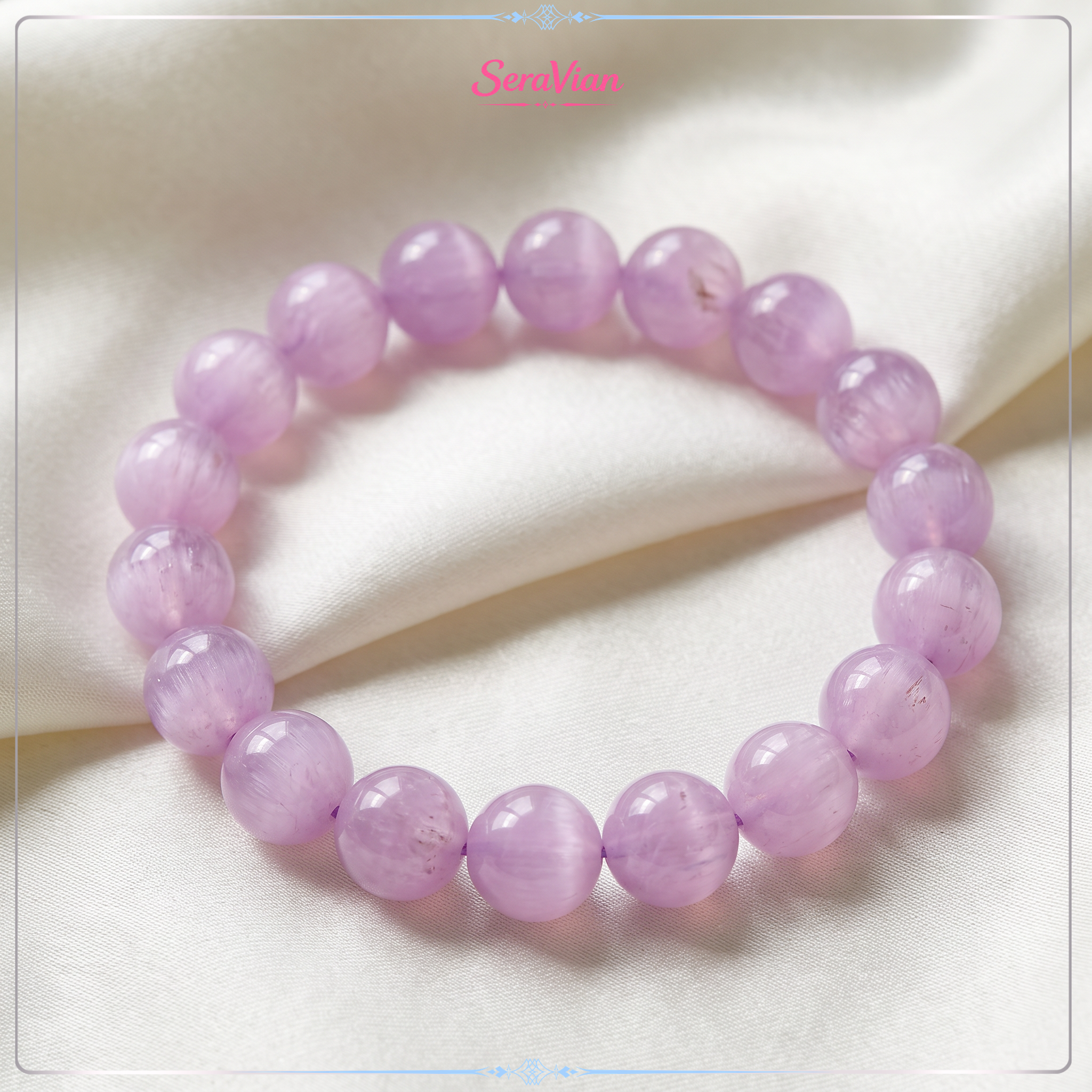 Vòng Thạch Anh Tím Lithium Tự Nhiên – Sắc Tím Lavender Trong Suốt, Vân Đá Tự Nhiên 4